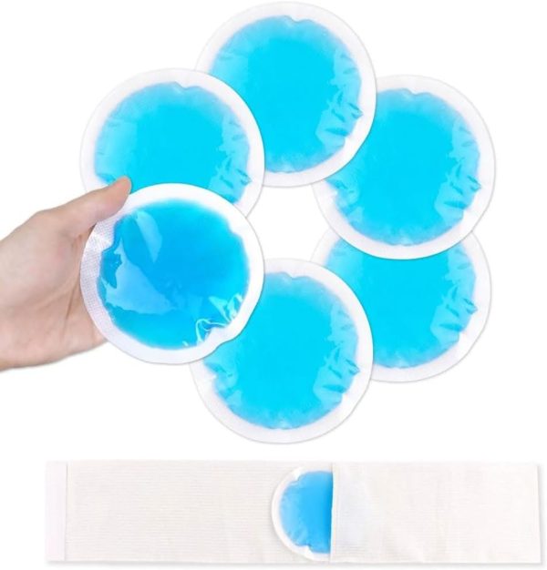 Small Ice Packs for Injuries, 6 Pack Round Ice Packs for Face, FSA HSA Eligible Hot Cold Pack Circular Cold Compress with Cloth Backing & Sleeve for Pain Relief, Toothaches, Breast Surgery
