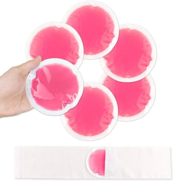 Small Ice Packs for Injuries, 6 Pack Round Ice Packs for Face, Hot and Cold Gel Ice Pack Circular Cold Compress with Cloth Backing & Sleeve for Pain Relief, Toothaches - Red