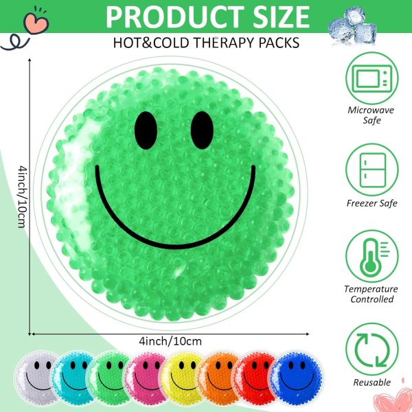 48 Pieces Smile  Ice Packs Small Gel Hot Cold Packs Round Reusable Ice Packs Gel Bead Multicolored Ice Pack Cold Compress for Pain Relief Toothache Supplies, 4 x 4 Inches - Image 2