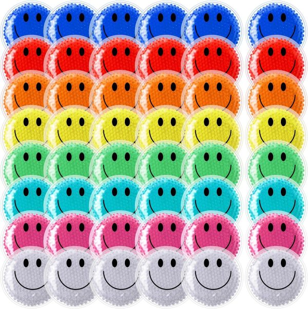 48 Pieces Smile  Ice Packs Small Gel Hot Cold Packs Round Reusable Ice Packs Gel Bead Multicolored Ice Pack Cold Compress for Pain Relief Toothache Supplies, 4 x 4 Inches